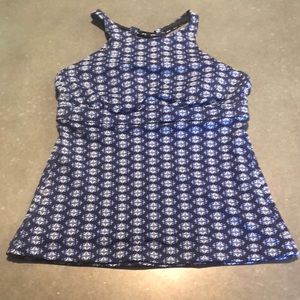 Athleta Blue & White Patterned Tankini Top